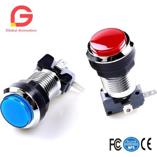 8 PCS Arcade Game Silver Plated Illuminated Push button