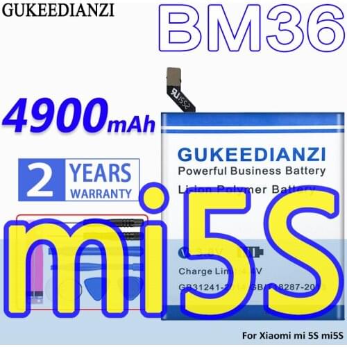 4900mAh High Capacity GUKEEDIANZI Battery BM36 For Xiaomi Mi 5S MI5S M5S BM36