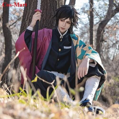 Anime Demon Slayer Kimetsu No Yaiba Tomioka Giyuu Cosplay Costume Fashion Kimono Uniform Activity Party Role Play Clothing S-XL