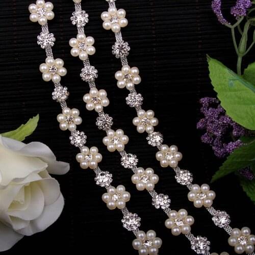 Free Shipping 5 yards Crystal Rhinestone Trim, Rhinestone Applique, Wedding Applique,Rhinestone Chain MALI005