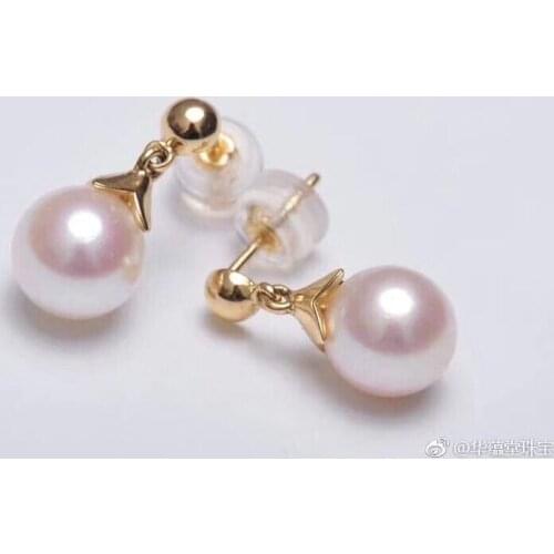 Free shipping a pair of AAA10-11mm south sea round white pearl earring