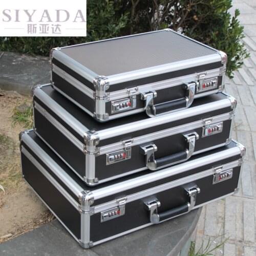 Aluminum Tool case suitcase toolbox password box File box Impact resistant safety case equipment Instrument remote storage box