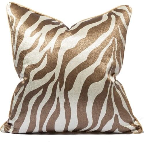 DUNXDECO Art Home Cushion Cover Decorative Pillow Case Modern Brown Animal Collection Zebra Geometric Jacquard Bedding Coussin