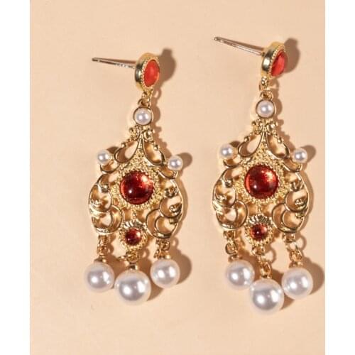 Cats Eye Red Zircon Retro Hanfu Cheongsam Modeling Embedded Zircon Ear Studs High-End Atmosphere Jewelry