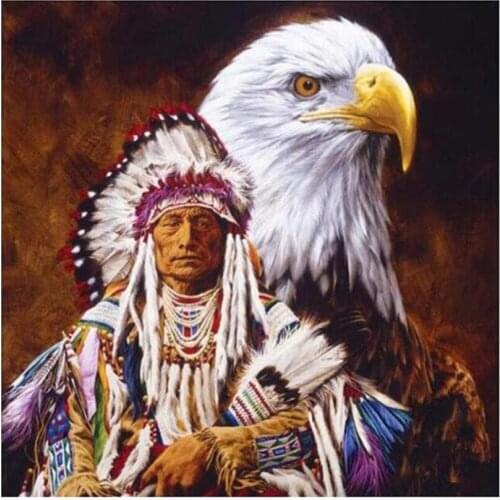 DIY Square Diamond Painting Cross Stitch Kits Diamond Mosaic crystal Diamond Embroidery Indians and Eagle Pattern pictures HL282