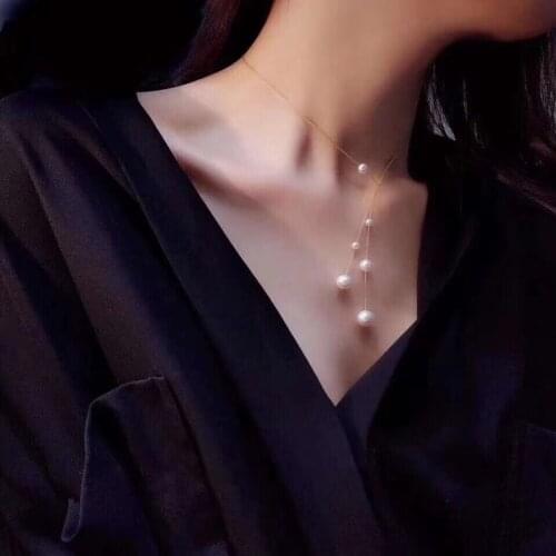 ECHSUN bright shine pure natural freshwater pearl jewellery necklace colares feminino naszyjniki damskie clavicle handmade