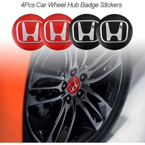 4Pcs Car Wheel Center Cap Emblem Sticker For Honda Civci CRV 5th FIT Accord City Prelude CR-V CR-Z CRX Jazz HRV Pilot Odyssey S