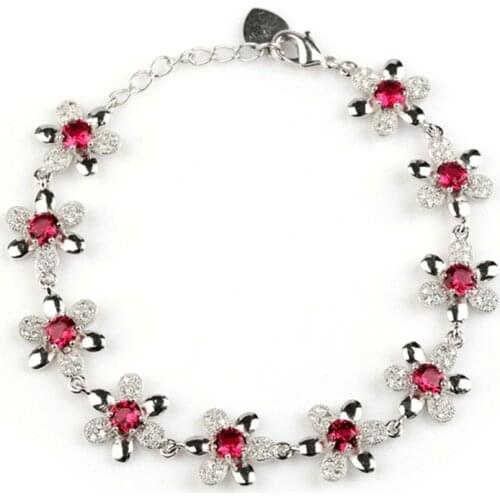 Fleure Esme Shinning Tennis wedding Bracelets for Woman Elegant Style Gift dropshipping Red Cubic Zirconia Rhodium Plated R3269