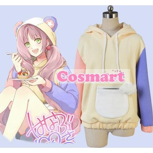 Game ICHU Team POP'N STAR Kokoro Fleece Daily Bear Kawaii Hoodie Top Cosplay Coat Unisex