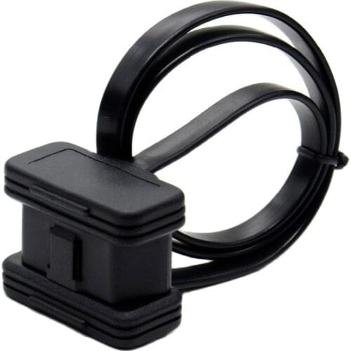 Hot Sale! Flat+Thin As Noodle OBDII OBD 2 OBD2 16 Pin ELM327 Male To Dual Female Y Splitter Elbow Extension Connector Cable