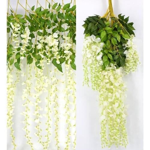 1PC 110 cm Artificial Flowers Silk Wisteria Fake Garden Hanging Flower Plant Vine Home Wedding Party Event Decor