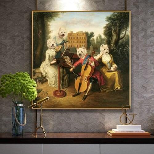 Dog Animal Play The Piano Oil Painting Animal Canvas Painting Poster Prints Wall Art Picture for Home Decor (No Frame)