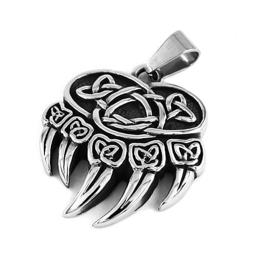 Celtic Knot Charms Bear Paw Biker Men Pendant Stainless Steel Jewelry Norse Viking Biker Pendant Wholesale SWP0407