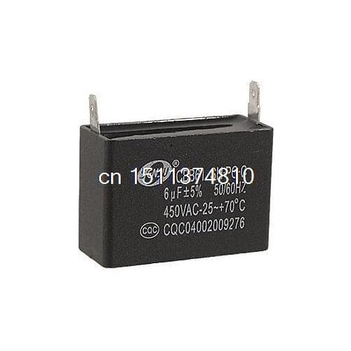 6uF 450V AC Air Conditioner Fan Motor Running Capacitor CBB61 w 2 Terminals