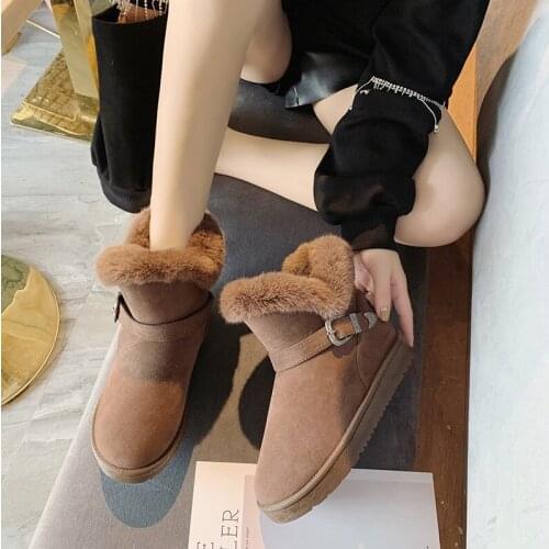 Short Snow Boots Add Cotton Thick Bottom Short Tube Flat Casual Low Boots Winter Shoes Plus Velvet Warm Tide Booties W24-47