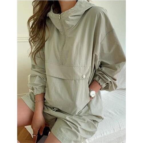 Summer Womens Suit 2 Pieces Set Hooded Long Sleeve Hoodies And Shorts Female Autumn Casual Tracksuit