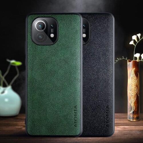 Precise Cutout Leather Skin Cases for Xiaomi 11 Mi11 Mi 11 Xiaomi11 Cell Phone Accessories Back Cover Fundas