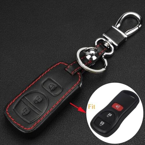 Kutery 3 Buttons Leather Remote Car Key Case For Nissan Armada Frontier Murano Pathfinder Quest Titan Xterra 2005 2006 2007