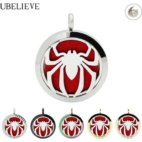 Hot Spider 30mm Aromatherapy Locket Jewelry Stainless Steel Magnet Essential Oil Diffuser Necklace Pendant Perfume Locket