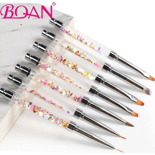 BQAN 2021 New Acrylic Nails Round Gel Brush Pink Handle With Liquid UV Gel Brush Extension Liner Painting Brush For Professional