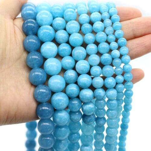 Oameusa Natural Sea Blue Chalcedony Aquamarin Beads Stone Beads Loose Beads For Jewelry Making Spacer Beads Accessories Diy Make