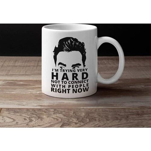 Office Household Coffee Mug White Ceramic Water Cup Funny Text Trying Not Connect Others Now Enjoying Tea Mug Drinkware