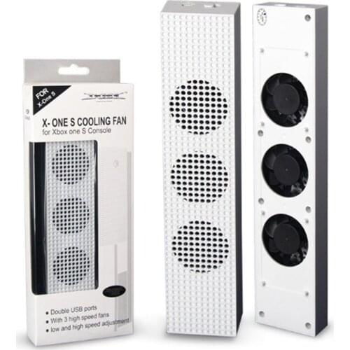 For Xbox One S Cooling Fan with 2 USB Ports Hub and 3 H/L Speed Adjustment Cooling Fans Cooler for Xbox One Slim Gaming Console