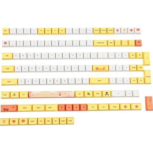 YMDK 129 Key Autumn Dye Sub ZDA Ball Shape PBT Keycap Similar to XDA For MX Keyboard 104 87 61 Melody96 KBD75 ID80 GK64 SP84