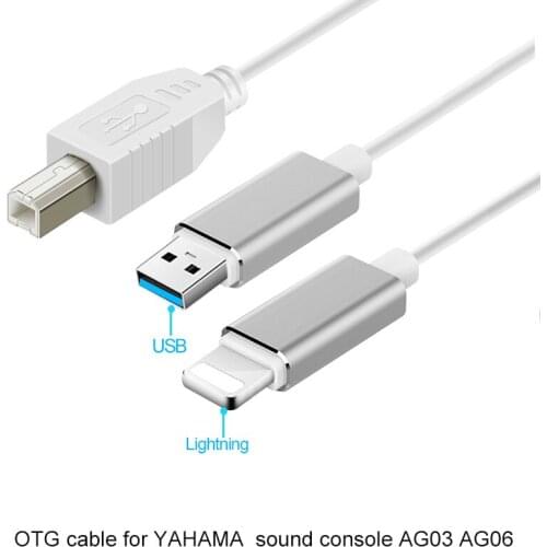 OTG lightning piano cable to connect Host port yahama AG03 AG06 for iphone ipad USB charging adapter for electronic organ