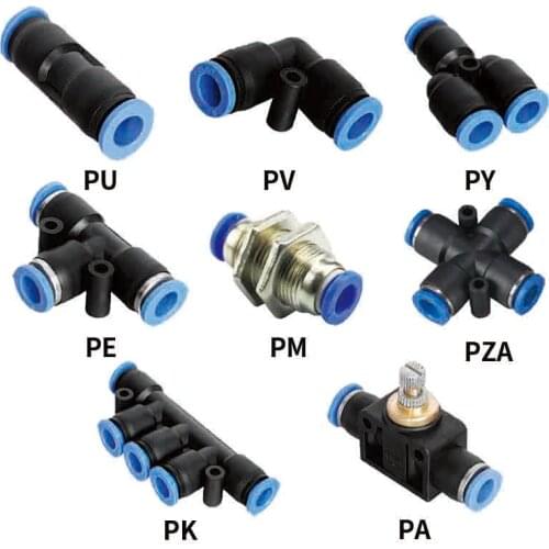Pneumatic Fittings PU/PY/PV/PE/PM/PZA/PK/PA Water Pipes and Pip Connectors Direct Thrust 4 to 12mm Plastic Hose Quick Couplings