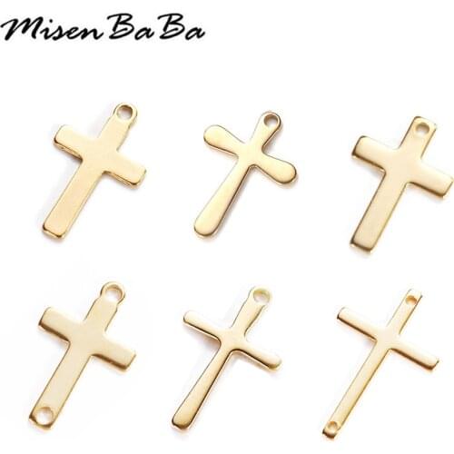 10PCS/lot Stainless Steel Cross Charms Religious Cross Pendant Charms For Diy Necklace Catholic Pendants Jewelry Making