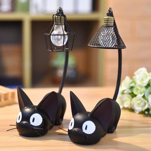 Creative Magic Jiji Cat Night Light Home Resin Crafts Ornaments Home Desktop Decoration Ornaments Mesh Shade I5, Synthetic Resin