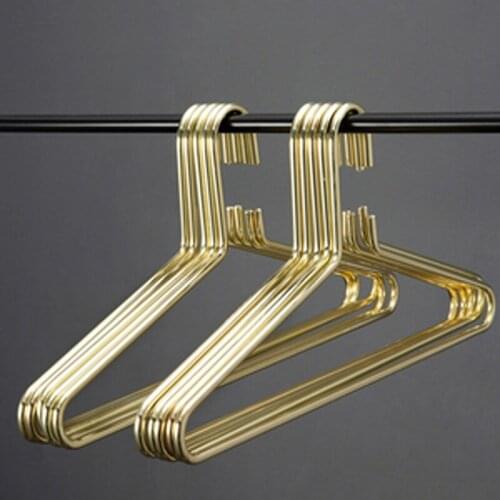 5PCS/LOT 42cm Nodic Golden Clothes Hangers Bold Ultra Thick Household Coat Hanger Anti-skid Seamless Clothing Drying Rack