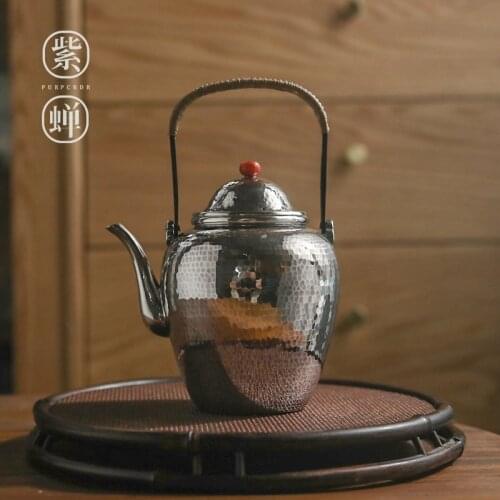 Silver teapot sterling silver 999 handmade one teapot 600ml pure silver tea set handle tea ware