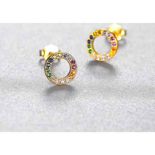 925 Silver Ear Needle Delicate Simple Design Cubic Zirconia Paved Round Stud Earrings Prevent Allergy CZ Crystal Women Earrings