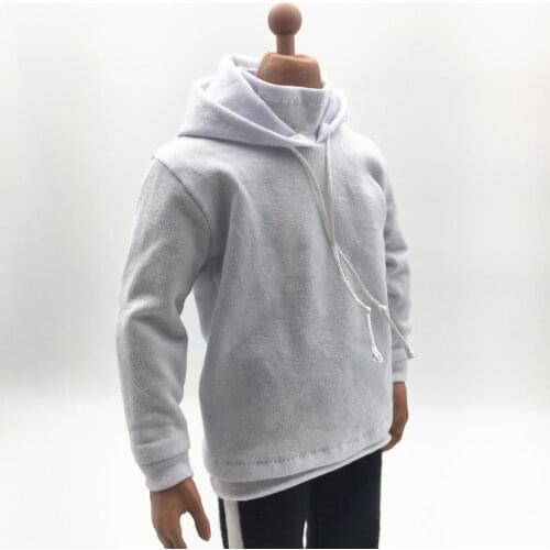 1/6 Scale Male Action Figure Skateboard Sweatshirts Top Hoodie for White