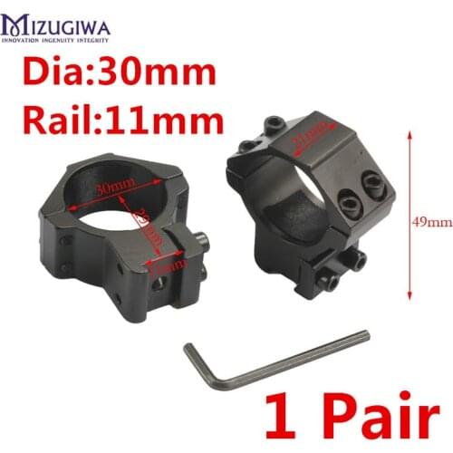 1 Pair MIZUGIWA Tactical 30mm Dia Scope Rings 11mm Weaver Picatinny Dovetail Rail Flashlight Lazer Rifle Pistol Airsoft Gun
