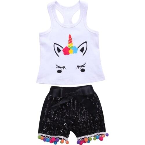 2018 New Summer Children Kids Baby Girls Cotton Clothing Sets Outfits Suits Vest+Pants 2pcs Size 0-24M