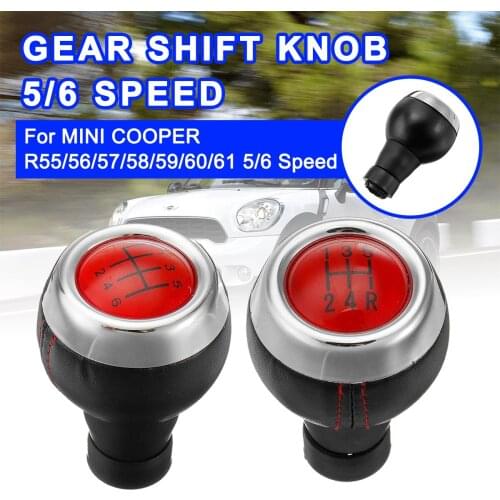 5/6 Speed Red Stick Manual Gear Shifter Car Gear Shift Knob PU Leather Cover For BMW FOR MINI COOPER R56 R57 R58 R59 R60 R61