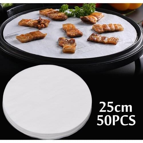 50pcs 25cm Parchment Baking Paper Liner Oven Hamburger Paper Cake Barbecue Mat Non-Stick Easy To Operate BBQ Kitchen Tools