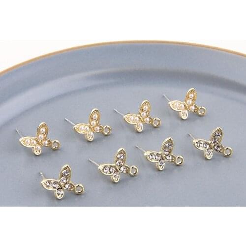 6pcs hot-sales Vintage Pearl Rhinestones Butterfly Earrings With Hanging Stud Earrings For Women Girl Diy Jewelry Accessories