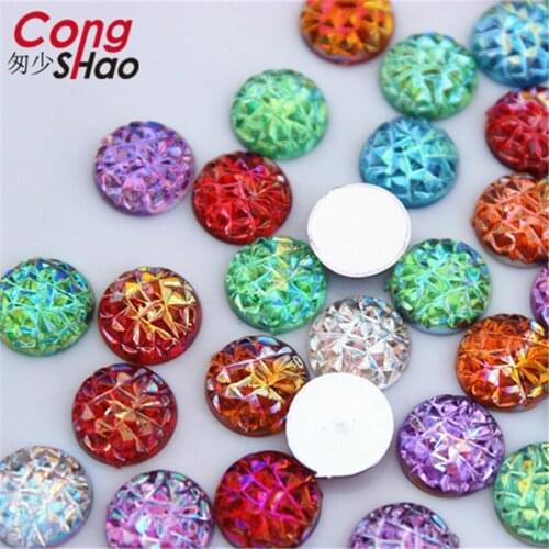 Cong Shao 300PCS 10mm Round Acrylic Rhinestones Applique Flatback Beads Strass Crystal Stones For Clothes Decoration Craft CS48