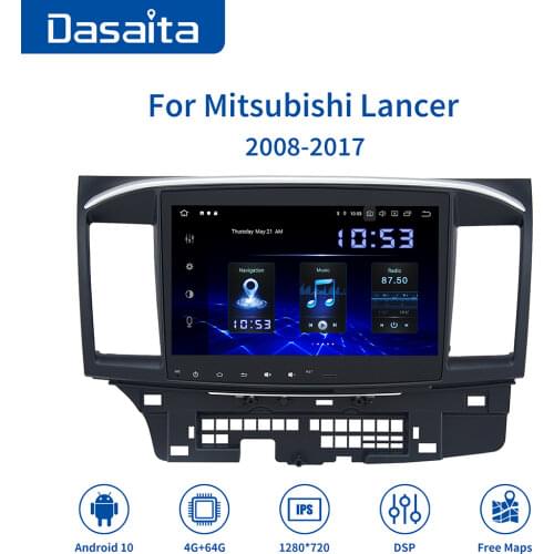 Dasaita 10.2" Android 10 Car GPS Player for Mitsubishi Lancer 10 EVO with 4G 64G Octa Core Auto Stereo Navi Radio Multimedia