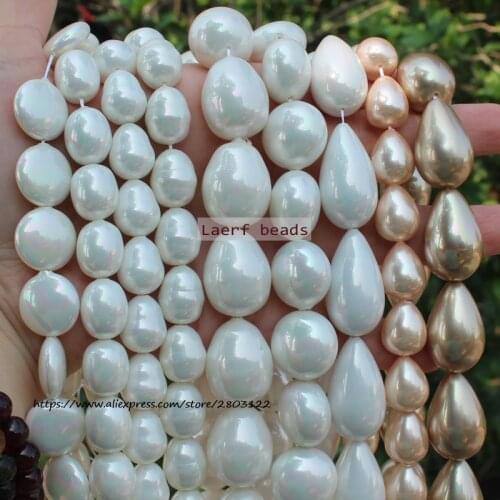 White Shell Pearl Water-Drop Oval Many shapes ,For DIY Jewelry Making ! Necklace ,Bracel