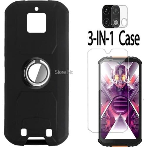 For Oukitel WP6 Case Magnetic Finger Ring Holder Phone Cover With Screen Protector Lens Case Film On For Oukitel WP6