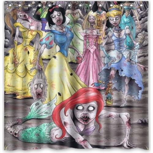 Zombie Princess Decorative Shower Curtain Waterproof Polyester Fabric Bathroom Curtains Personalized Bath Screens 71*71 inch
