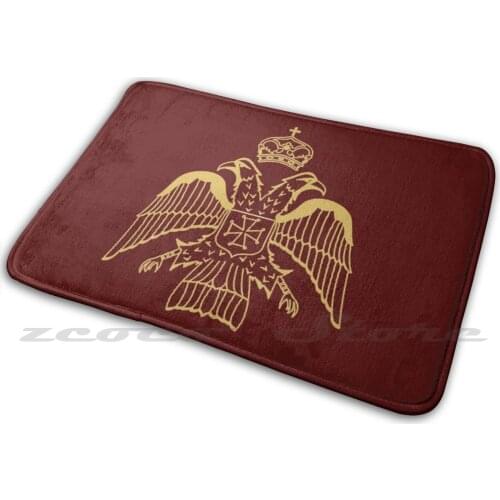Two Headed Eagle Soft Mat Doorway Non-Slip Water Uptake Carpet Eagle Two Headed Byzantine Red Gold Yellow Purple Eagle Black