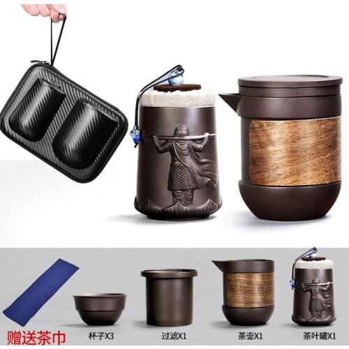 Purple Sand Tea Set black Ceramic Japanese Tea Cup Set Portable Travel Teaware Kung Fu Tea Cup 1 Pot 3 Cups Gaiwan Teaware Gifts