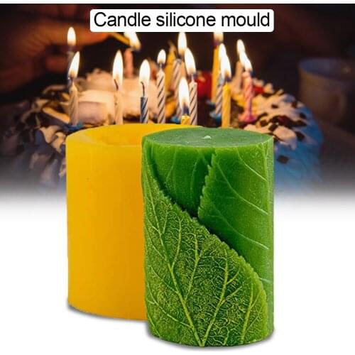 Candle Mold 3D Premium Flexible Silicone Craft Molds Cylinder With Leaves DIY Soap Dye Model