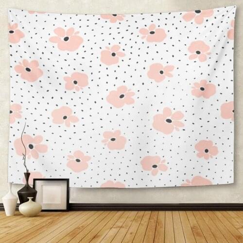 Pink Dot Floral Watercolor Flower Abstract Baby Blush Chic Tapestry Wall Hanging for Living Room Bedroom Dorm 50x60 inches